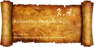 Kolovits Abdiás névjegykártya